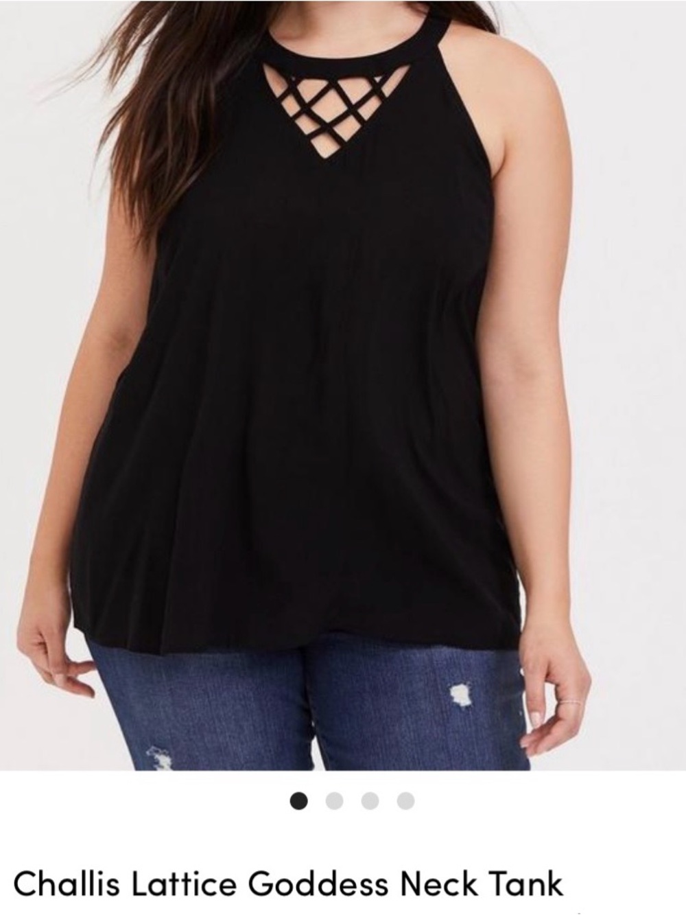 torrid Black Lattice Goddess Neck Tank